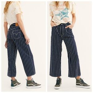 Levis Striped Crop Ribcage Pleated Jeans